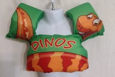 KIDS SWIM LIFE JACKET VEST WITH ARM BANDS FLOATIES DINOSAUR MOTIF NEW