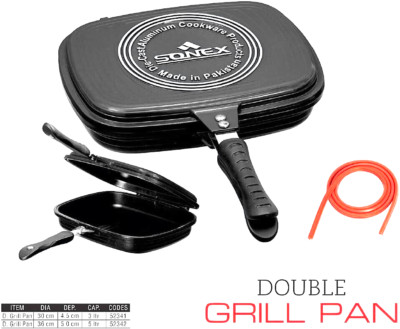 36 cm Druckguss Doppel Antihaft Keramik & Marmor Beschichtet Grillplatte Grillpfannen Grau
