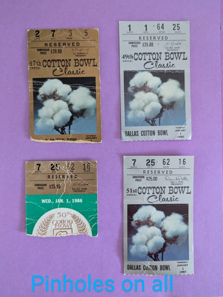 Cotton Bowl Ticket Stubs (47, 49, 50, 51) eBay