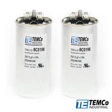 TEMCo 70+7.5 uf/MFD 370-440 VAC volts Round Dual Run Capacitor 50/60 Hz -Lot-2