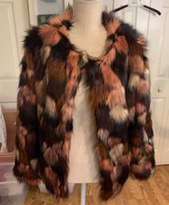 Lulus Womens Un-fur-gettable Pink Multi Faux Fur Side Pockets Coat Size Small