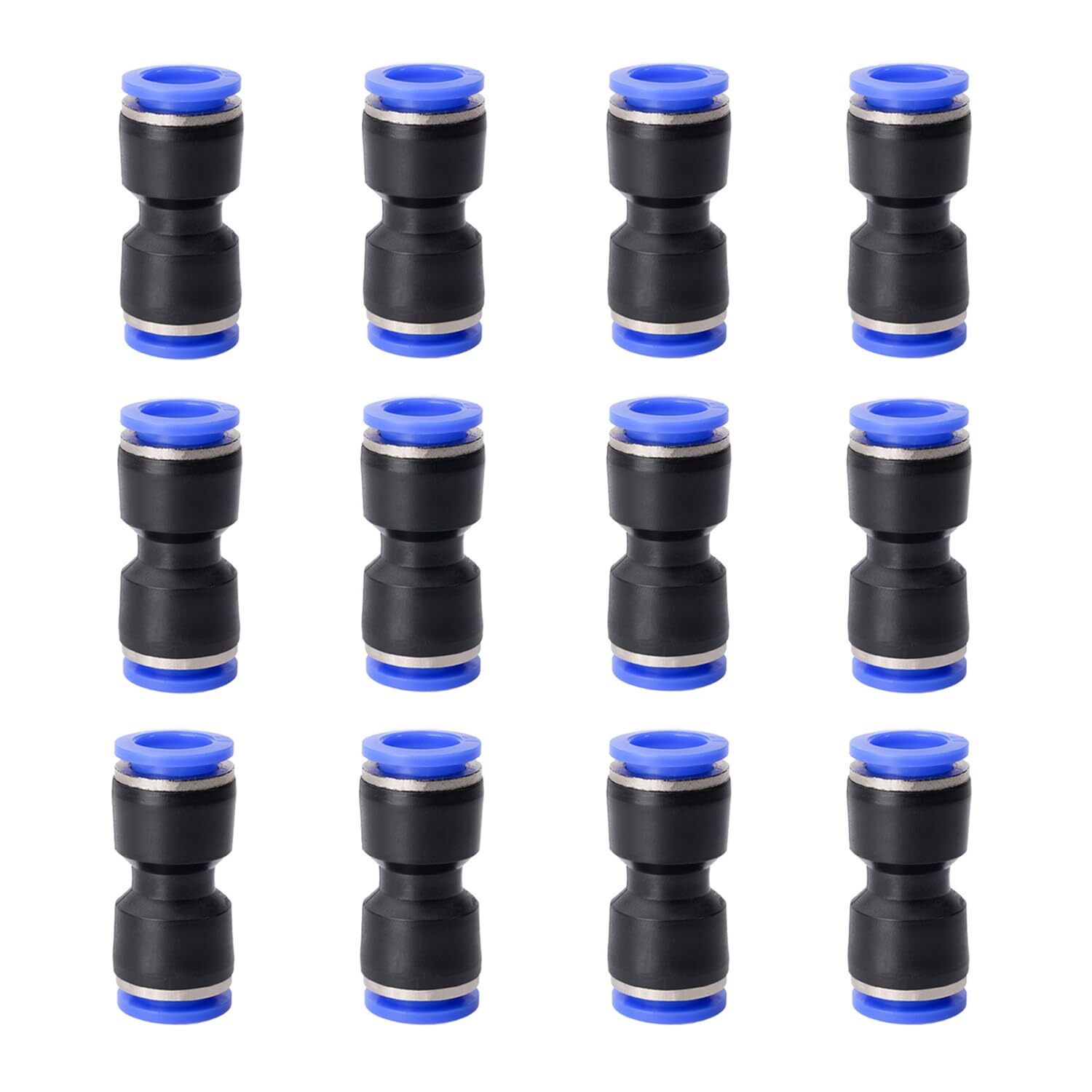 12PCS Straight Push Connectors Quick Release Plastic Push to Connect Fittings...