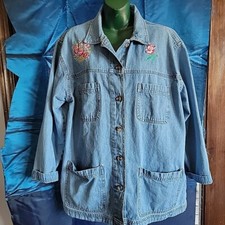 Grandma core flower patch rose cabin creek large Chore coat denim 1990's Kitsch
