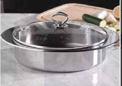 Princess House Heritage Stainless Steel 5 QT Oval Baker with Glass Lid #6903