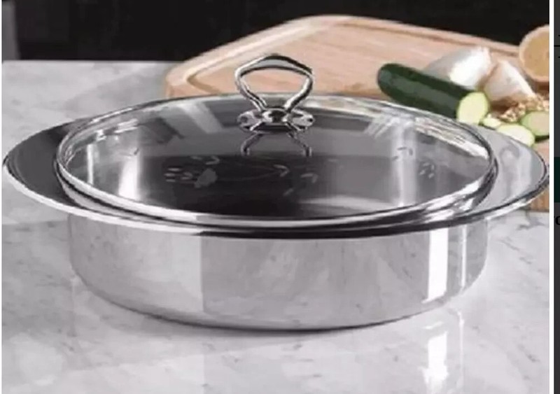 Princess House Heritage Stainless Steel 5 QT Oval Baker with Glass Lid #6903