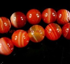 10mm Natural Red Stripe Agate Onyx Gems Round Loose Beads 15" Strand AAA