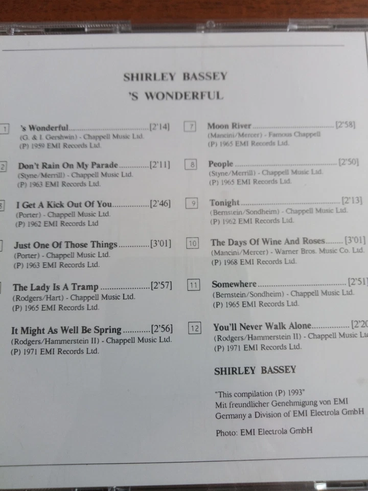 Shirley Bassey- S'Wonderful - CD (1994) - Bild 2 von 2