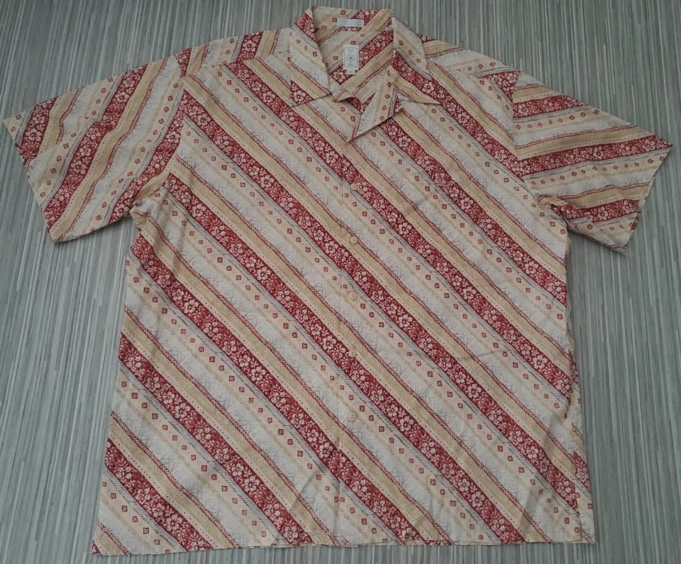 Camisa Hawaiana BURMA BIBAS Tostada Para Hombre Playa Hawaiana Floral Surf XL Algodón 60 Césped Foto 2 de 3