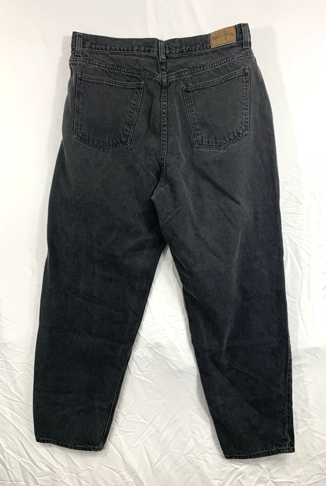 Jeans Brittania Feminino Antigo 16 Alto Preto Cônico Fino Desbotado Jeans Escuro 33x28 - Imagem 2 de 4