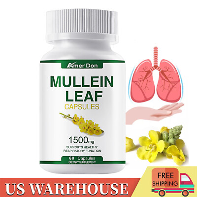 Mullein Leaf Capsules Support Lung Cleanse Respiratory Function 120 Capsules