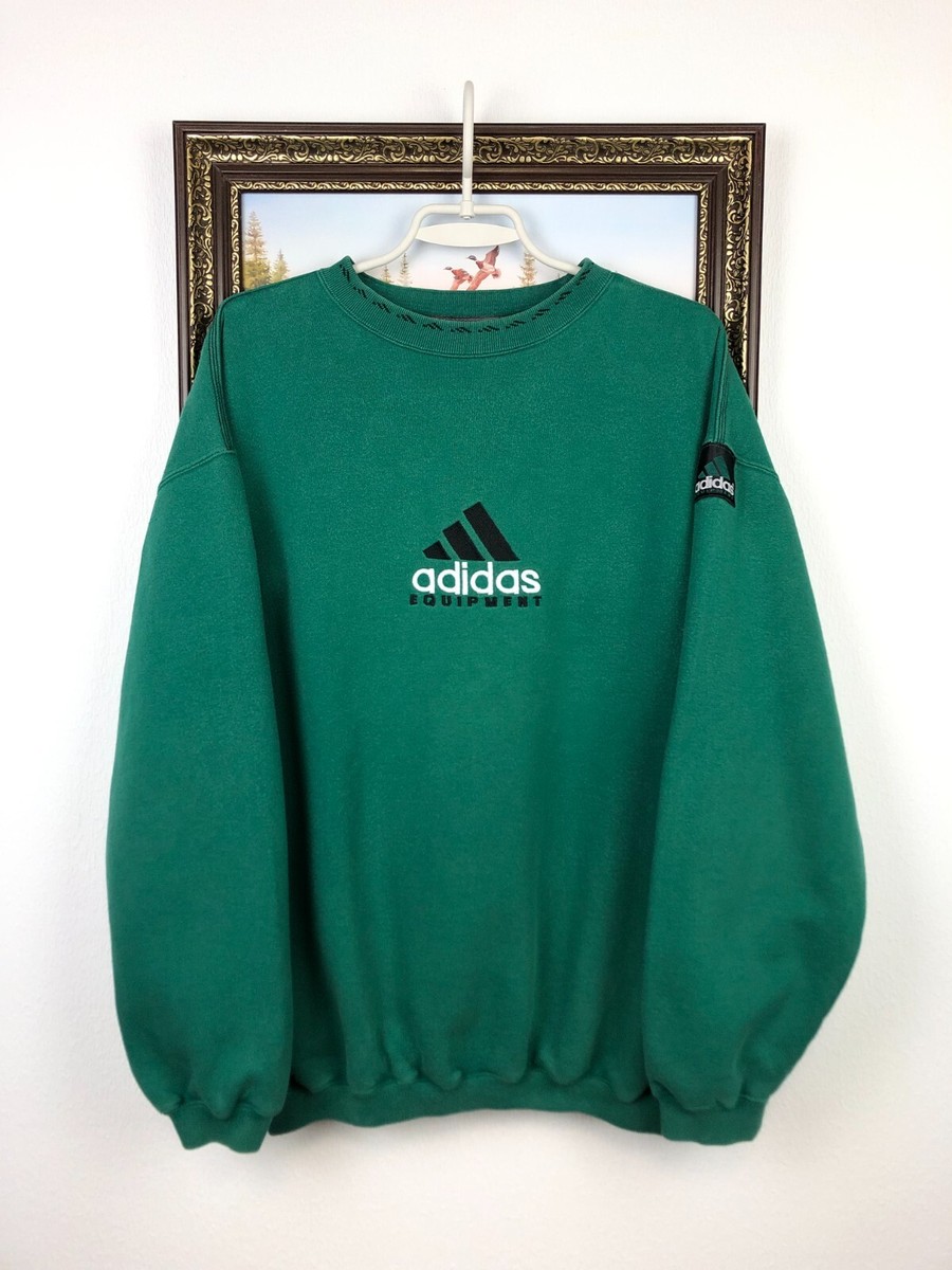 Vintage 90's Adidas Equipment Green Sweatshirt Mens Crewneck Big