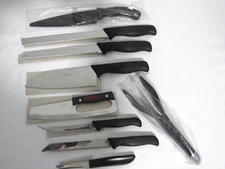 GINSU GOURMET CUTLERY KNIFE SET WITH BAGEL SLICER CHEFS & BREAD KNIVES 9pc SET