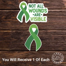 Brain Cancer Awareness Ribbon Stickers "Not All Wounds Are Visible"
