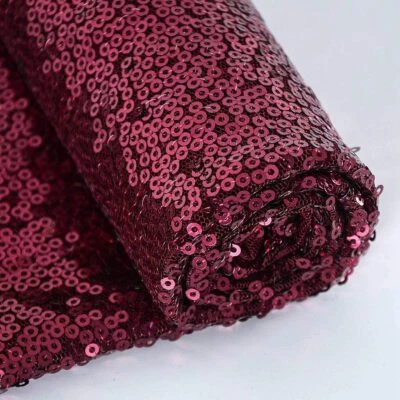 Glitz Sequin Fabric / 3mm Sequin on Poly Mesh 51/52" Wide Sold BTY - Burgundy