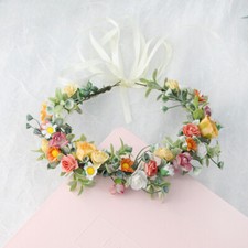 Princess Tiara Flower Headband Bridal Wedding Headwear Multicolor Rose Garland