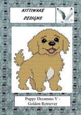 Puppy Dreams V - Golden Retriever Cross Stitch Kit. Kittiwake Beginner Kit