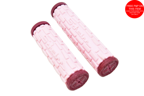 Par de empuñaduras de manillar de bicicleta rosa de moda Schwinn dos tamaños empuñadura giratoria 102 y 130 mm - Imagen 1 de 2