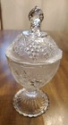 Vintage Jeannette Glass? Pedestal Candy Dish W/Lid Spiral Top Scalloped