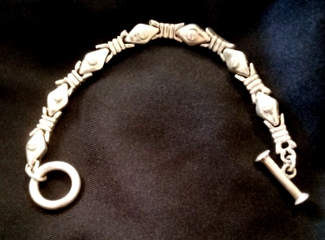 Sterling Silver, Abstract toggle clasp bracelet. - image 1