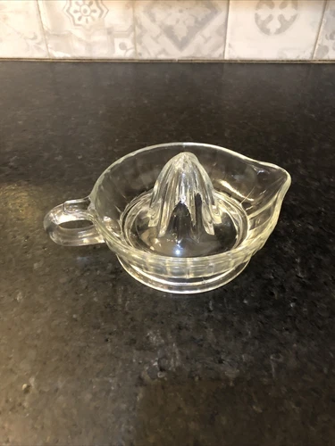 Vintage Clear Glass Juicer With Spout and Curled Handle