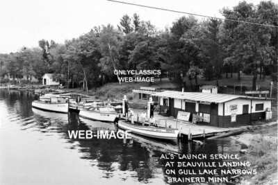 1950 AL's MARINE BOAT STORE GAS STATION PUMPS GULL LAKE BRAINERD MN 8x12 PHOTO