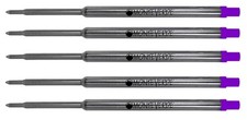 5 Monteverde Ballpoint Pen Refills for Waterman Pens, Purple Medium