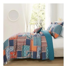 BEDISELY Cotton Quilts Queen Size, 3 Pieces Queen Quilt Bedding Set 90 x 98 inc