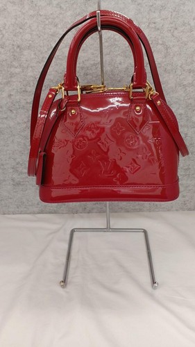 LOUIS VUITTON Alma BB M91771 Handbag Vernis Enamel Monogram Red Women's Auth