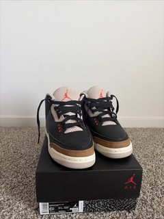 Air Jordan Three Retro Gs Black/Rush Orange Fossil Stone 6.5 Y DM0967 008￼￼