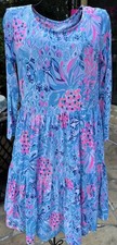 Lilly Pulitzer Geanna Dress, 3/4 Length Sleeves, XS, Zanzibar Blue