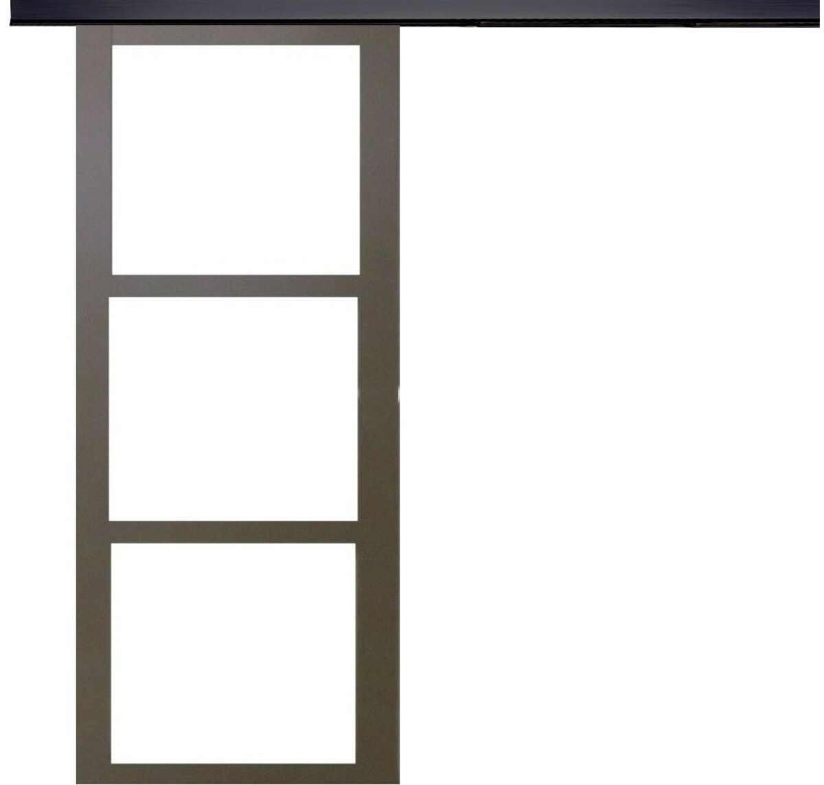 Porte coulissante marron RAL 7006 vitrée H204 x L83 cm avec son rail en aluminium anodisé