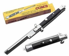 Private Island Switchblade Pocket Comb - Folding Greaser Comb 12 Count, Black 