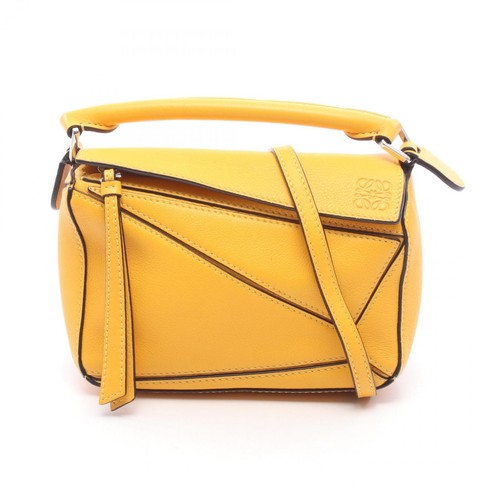 LOEWE Puzzle mini Shoulder crossbody Handbag leather Yellow Used Women