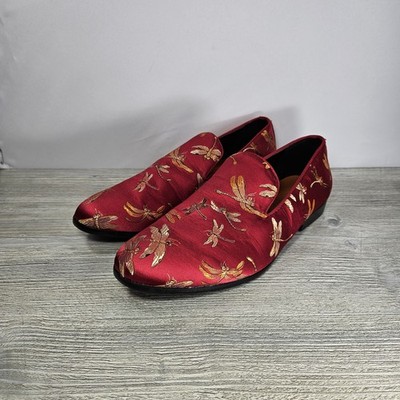 Tallia Tedaldo Red Satin Loafers w/ Gold Embroidered  display picture 2