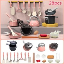 Set of 28 PCS Kids Kitchen Toy Set - Pretend Play Cooking Accessories for Girls