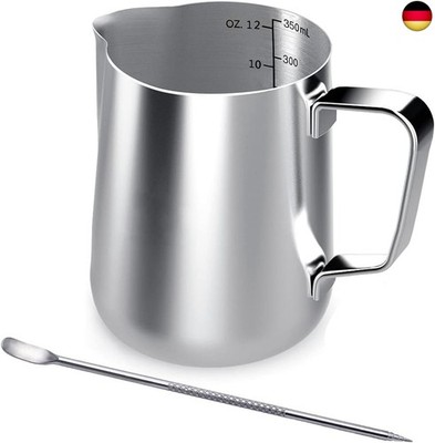 Milk Jug, 350 ml Handheld Stainless Steel Frothing Jug, Coffee Creamer Milk