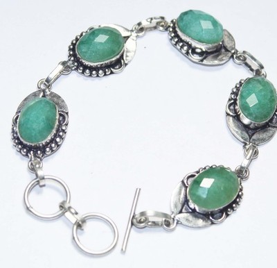 Green Onyx Oval Shape Handmade Gemstone Bracelet Jewelry Bracelet Size 8 Inch