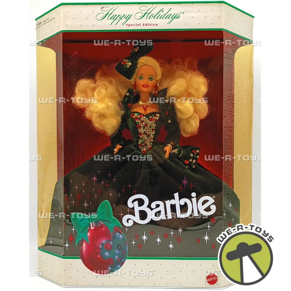 Happy Holidays Special Edition Barbie Doll Blonde In Green Gown