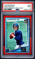 7156 Jaxson Dart 2025 Panini Donruss Red Wave Optic Rated Rookie Preview PSA 9