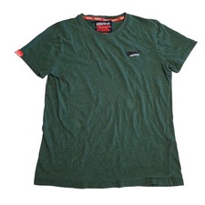 Superdry Vintage Orange Label T-Shirt Green Heathered Short Sleeve Mens Medium 