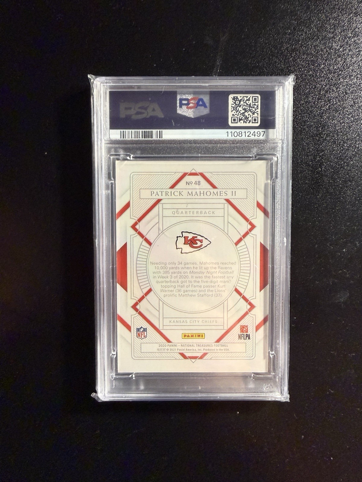 2020 PANINI NATIONAL TREASURES PATRICK MAHOMES II /99 #48 PSA 10 view 2
