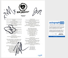 'Rise Against’ Band Signed Lyric Sheet 'Savior' Tim Mcilrath +3 ACOA