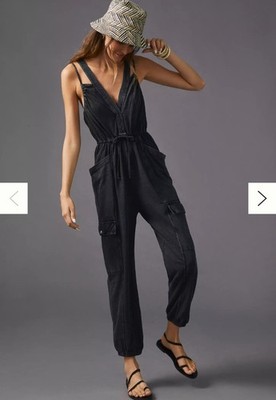 Daily Practice Anthropologie The Playa Del Amore Jumpsuit Black Sleeveless Sz L