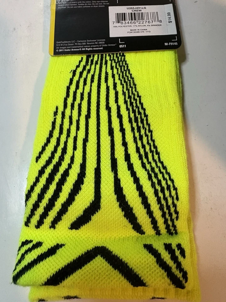 Calcetines Under Armour Performance Crew suela antideslizante amarillo neón L 9-12 1/2 Foto 4 de 4