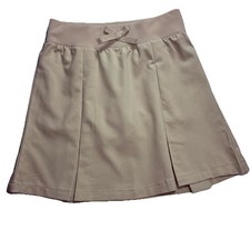 French Toast Girls Beige Scooter Skirt Ribbed Waistband Bow Size 7 Khaki Uniform