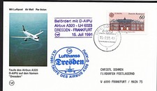 LH 1991  "Dresden - Frankfurt"  Taufbeleg - *Dresden*,   Ha/Si Nr. 3443 !!
