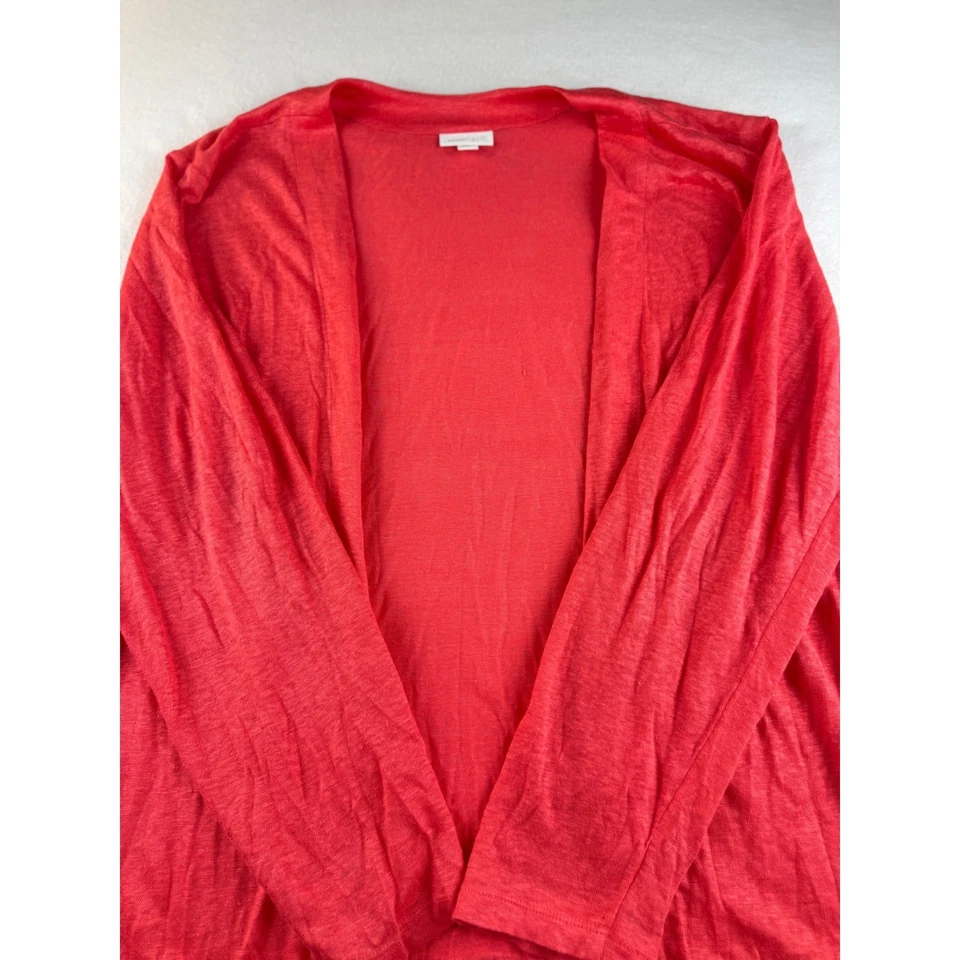 Cardigã suéter feminino J. Jill Love linho vermelho frente aberta 2X blusa de malha - Imagem 3 de 4