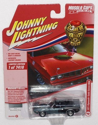 Johnny Lightning 1971 Plymouth Cuda Convertible Winchester Gray 1 of 7418 NEW