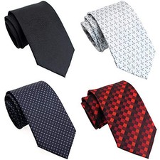 Extra Long Ties for Men Big and Tall, 63 or 70 inch 63"-XL Black/Red/Sliver