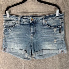 Silver Jeans Co Elyse Short Distressed Cuffed Denim Light Wash W31 L4 Cuffed